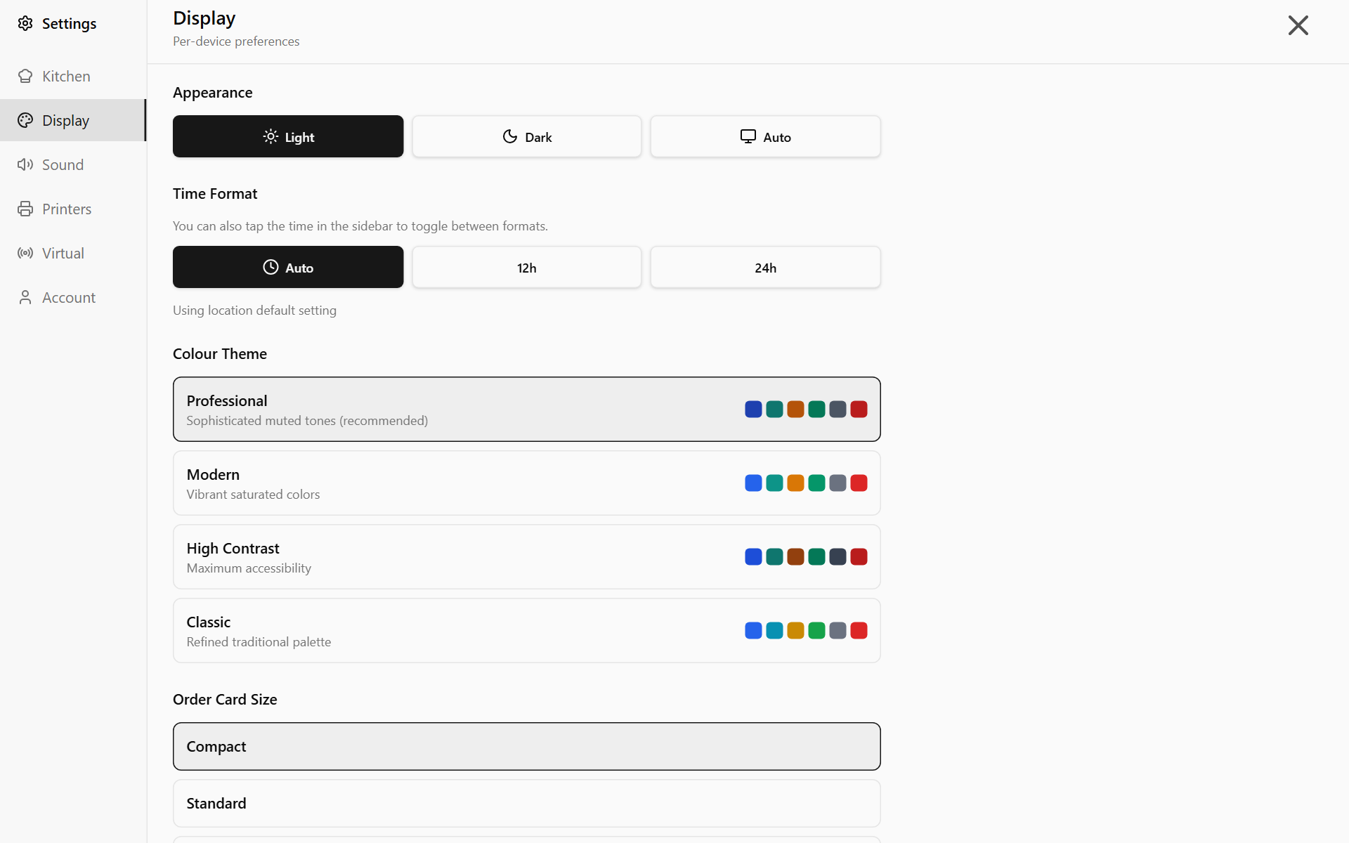 Display settings