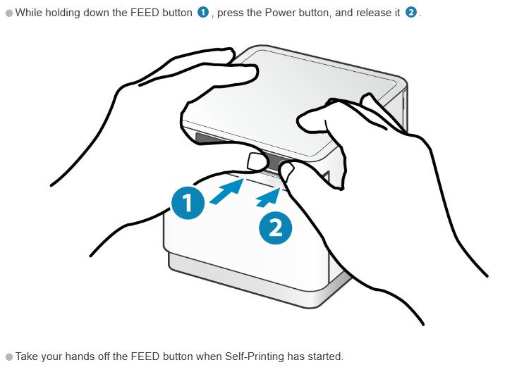 Hold down Feed, then press and release the power button