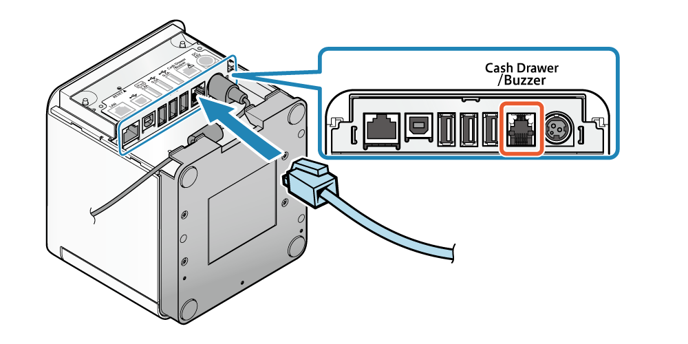 The drawer cable goes into the Cash Drawer / Buzzer port on the back of a Star MCP30